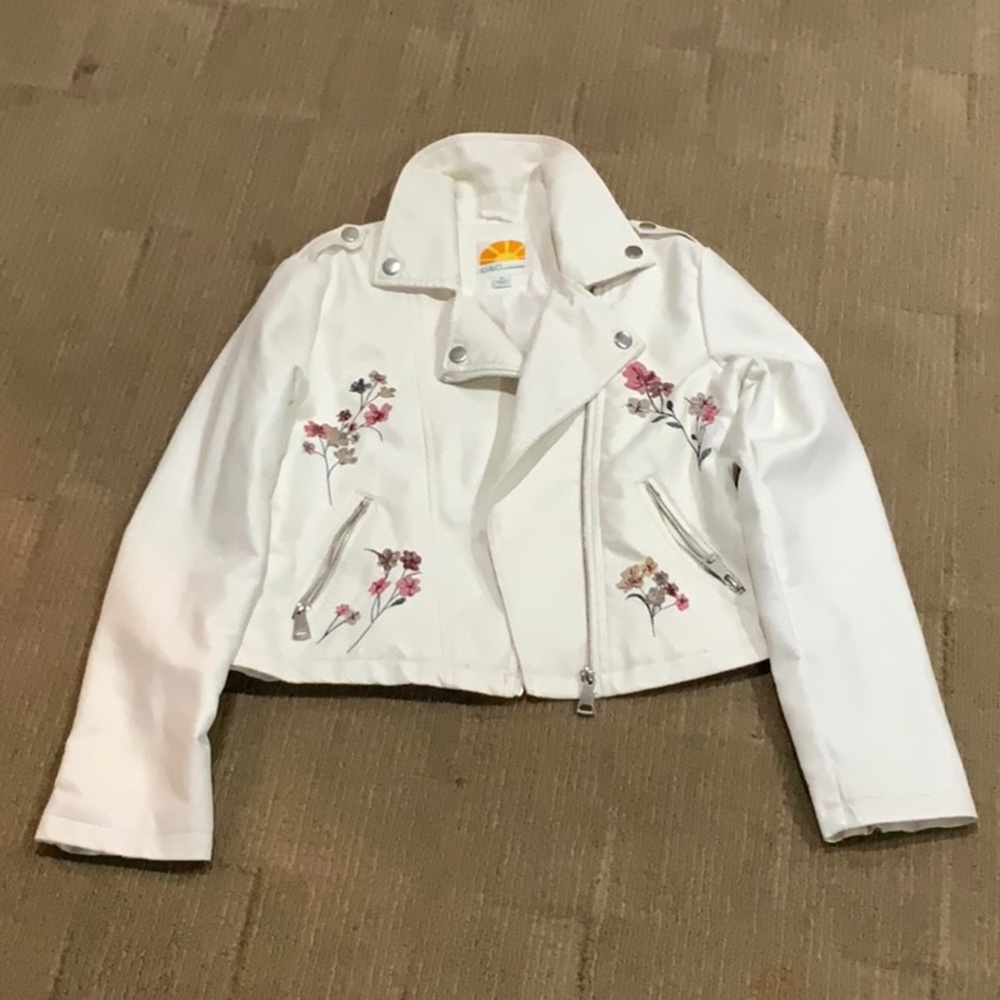 Kids Flowery Leather Jacket